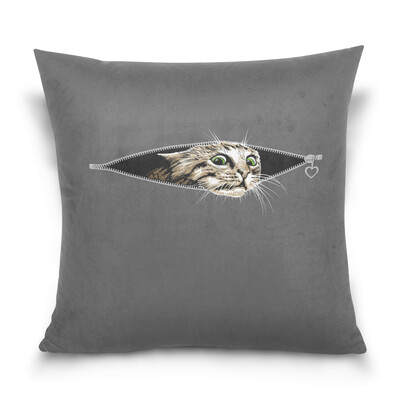 

ALAZA Throw Pillow Cover 16 X 16 inch Christmas Gift Cushion Cover with Cat Printed Pillowcase