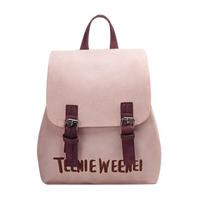 

Women PU Leather Letter Embroidery Backpack Preppy Chic Girls School Bag