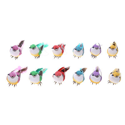 

12pcsSet Cute Simulation Artificial Foam Bird Model Miniature Garden Decor