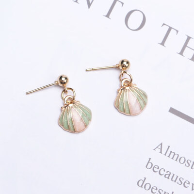 

EK697 Hot Sale Sweet Natural Shell Drop Earrings For Women Enamel Drip Beach Earring DIY Wedding Jewelry Accessories Cute Gift