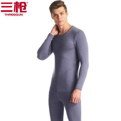 

Three guns THREEGUN thermal underwear for men&women autumn&winter new wool solid color Wei cold velvet thickening couple warm suit mens deep Tibetan green 2XL
