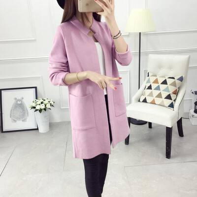 

Sweater women 2018 autumn&winter long knitted cardigan Korean hot style stand-up collar womens coat