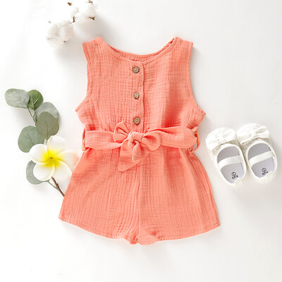 

Summer Infant Baby Boys&Girls Sleeveless Ruffles Solid Romper Jumpsuit Clothes