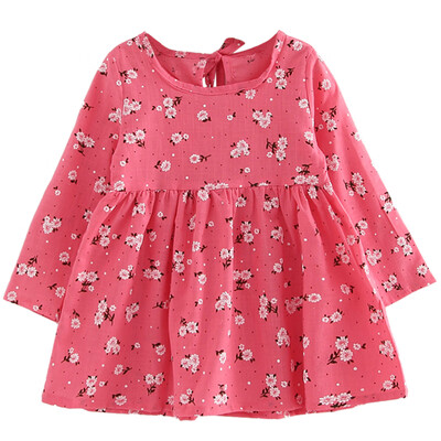 

Kids Girls Long Sleeve Flower Print Dress Soft Cotton Princess Dress