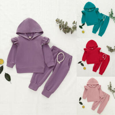 

US Toddler Kid Baby Girls Hooded Tops Pants Tracksuit Outwear 2PCS Clothes Set