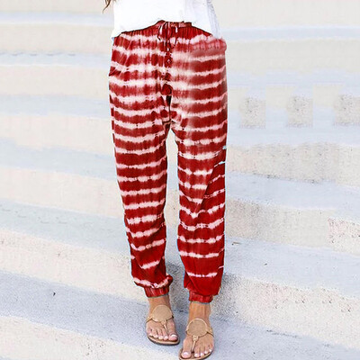 

Women Casual Gradient Tie Printing Plit HaremTrousers Pants