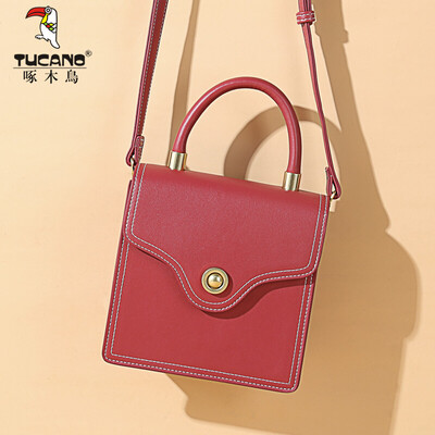 

Woodpecker TUCANO female bag niche design handbag lady shoulder bag foreign gas Messenger bag WBK4401A-89JH wine red