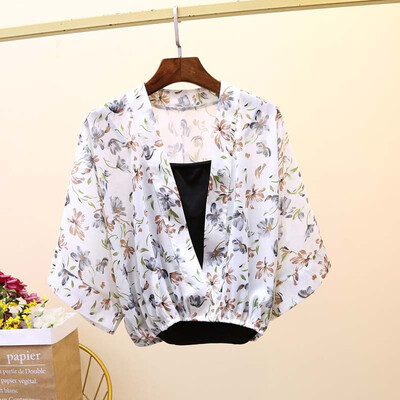 

Starmoon Fashion Women Top V-Neck Two Piece Smock Printing Shirt Half Sleeve Loose Blouse