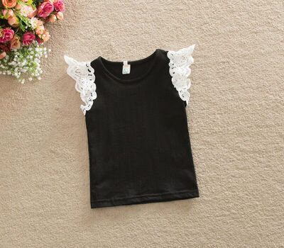 

Lovely Toddler T-shirt O-Neck Tops Kids Baby Girl Lace Short Sleeve Blouse