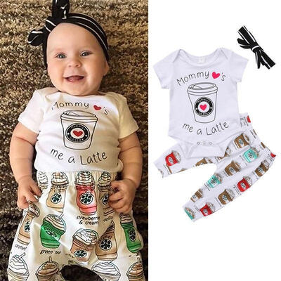 

Newborn Baby Girls Boys Romper Pants Leggings 3PCS Outfits Set Clothes