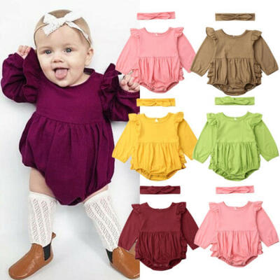 

US Newborn Baby Girl Clothes Cotton Long Sleeve Romper Jumpsuit Bodysuit Outfit