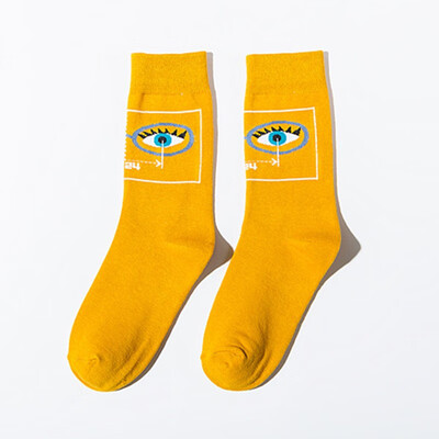 

Colorfull Cotton Socks funny cute cartoon Protect eyesight Harajuku skateboard Socks for Women Men British Style Casual Designer