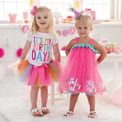 

2Pcs Fashion Toddler Clothing Cute Baby Girl Kid Toddler T-shirttutu Skirt Dress Outfit Sets Birthday Clothes