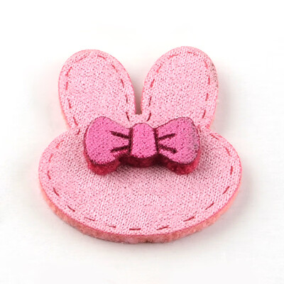 

Faux Suede Cord Woven Costume Accessories Rabbit Hair Bows PearlPink 34x28x5mm