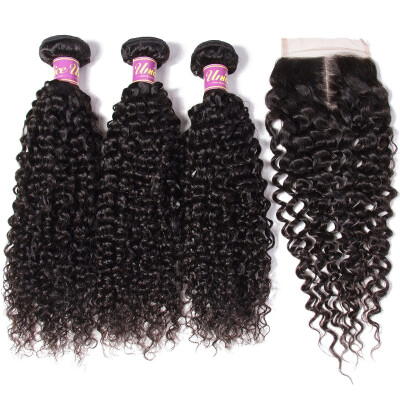 

UNice 8A Malaysian Virgin Human Hair 3 Bundles with Lace Closure Curly