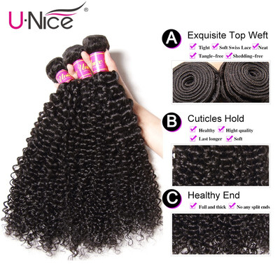 

UNice 8A Unprocessed Virign Malaysian Human Hair Extensions 3 Bundles Curly