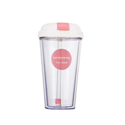 

Creative Juice Double Adult Straw Plastic Cup Male And Female Students Hand-held Car Coffee Cup