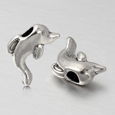 

Dolphin Alloy European Large Hole Beads Antique Silver 15x16x7mm Hole 4mm