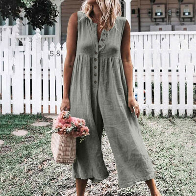 

Womens Ladies Sleeveless Jumpsuit Playsuit Casual Loose Rompers Trousers