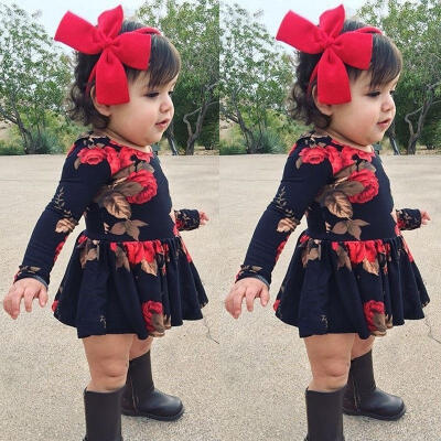 

Flower Kid Baby Girls Long Sleeve Party Pageant Prom Princess Dress Clothes