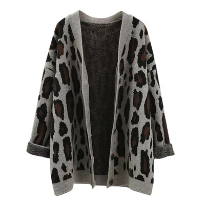 

Toponeto Womens Leopard Print Knit Sweater Button Sweater