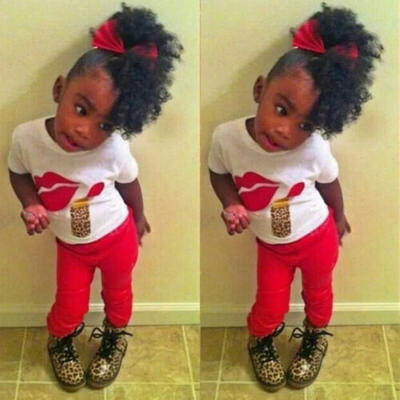 

3PCS Baby Girls Kids Toddler Summer Outfits Funny T-shirt TopsLong Pants Set