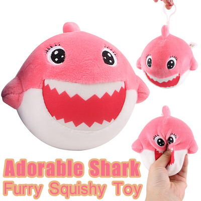 

Siaonvr Furry Squishies Adorable Shark Foamed Stuffed Slow Rising Squeeze Keychain Toy