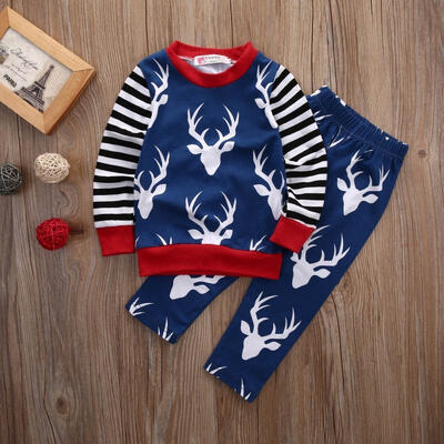

Newborn Kids Baby Boy Girl Long Sleeve Tops Long Pants 2PCS Outfits Set Clothes