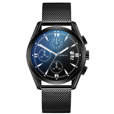 

RM Three-eye Large Dial Watch Mens Business Fashion Quartz Leather Belt Watch