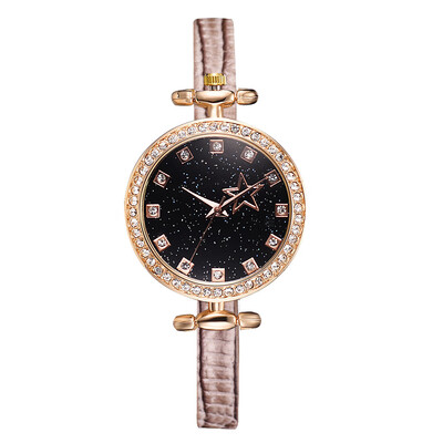 

Korean version of the small student watch wish hot new diamond starry quartz watch crocodile pattern PU fashion watch
