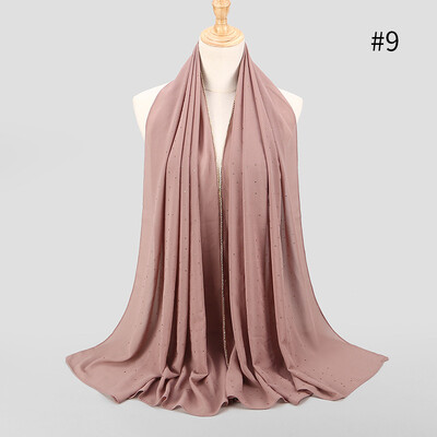 

New high quality pearl chiffon inlay bit towel spring&summer long section Muslim woman hijab scarf