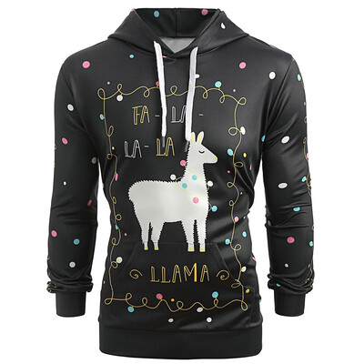 

Kangaroo Pocket Animal Lamb Graphic Drawstring Hoodie