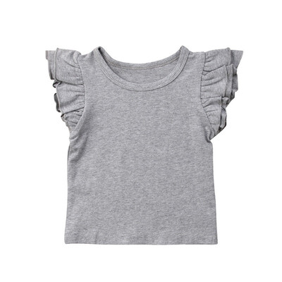 

New Toddler Baby Girls Boy Flying Sleeves Tops Bodysuit Outfits Kid Clothes 0-7T