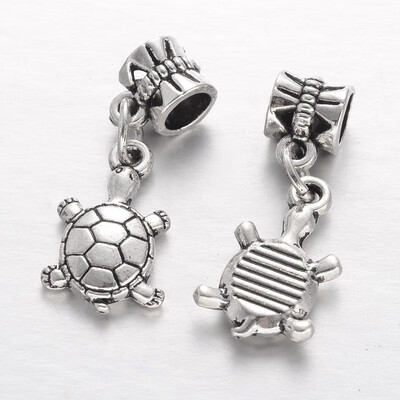 

Tortoise Tibetan Style Alloy European Dangle Beads Large Hole Pendants Antique Silver 30mm Hole 5mm