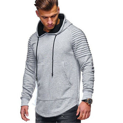 

Mens Slim Fold Long Sleeve Hoody Hoodies Jumper Pullover T Shirts Hood Tee Tops