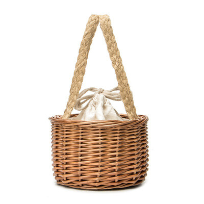 

Summer Women Small Beach Bags Rattan Straw Woven Handbags Drawstring Simple Portable Bucket Bag Handmade Bohemian Bags
