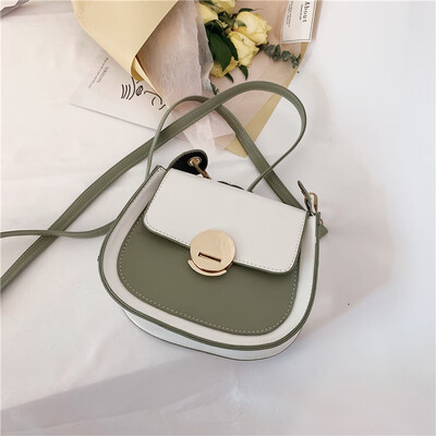 

Chic fashion casual shoulder bag female 2019 new retro art color contrast color saddle bag simple wild Messenger bag
