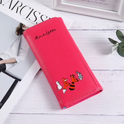 

2018 New Style Fashion Women Print PU Leather Wallet Purse Long Money Holder Clutch Box Hasp Zipper Bag