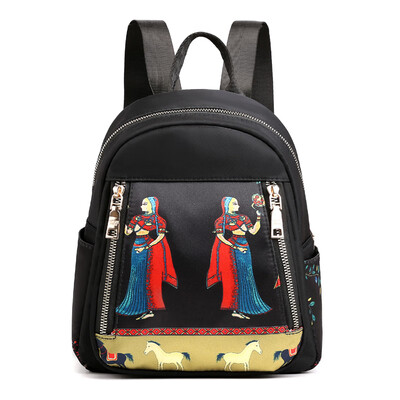 

Oxford double shoulder bag leisure fashion printing small backpack canvas bag national style backpack woman shoulde