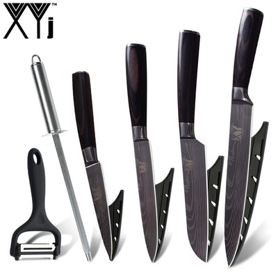

XYj High Grade Stainless Steel Blade Kitchen Knife Multifunction Peeler With Knife Sharpener Bar
