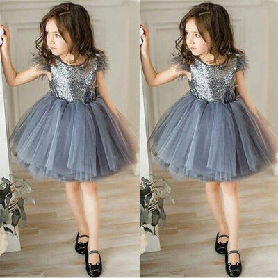 

Toddler Kids Baby Girl Princess Party Sequin Tutu Lace Dresses Holiday Sundress