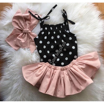 

3PCS Newborn Toddler Clothes Baby Girls RomperDress ShortsHeadband Outfit Sets