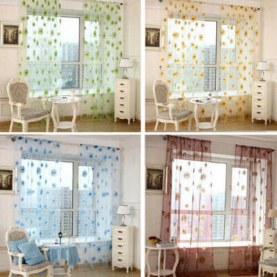 

Floral Butterfly Sheers Curtains Voile Tulle Door Window Curtain Scarf Valance