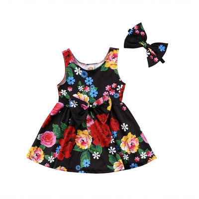 

Kid Baby Girl Sister Matching Clothes Princess Floral Party Prom Bowknot Dress