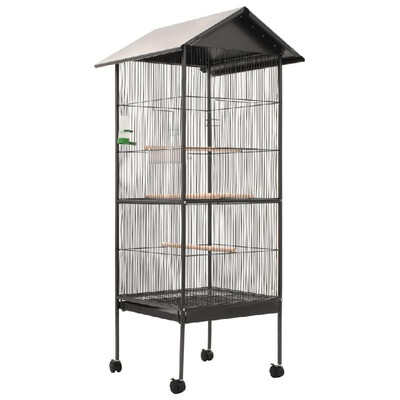 

Bird Cage with Roof Gray 26"x26"x61" Steel