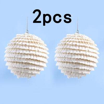 

2Pc Christmas Ball Plush Hanging New Year Ornaments Christmas Tree Hanging Decor