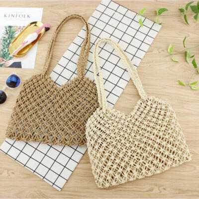 

Women Straw Bag Handwoven Round Rattan Handbags Knitted Crossbody Bag Tote US