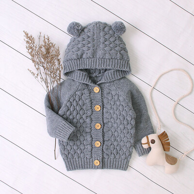 

Toddler Baby Kids Boy Girls Winter Sweater Hooded Knitted Tops Warm Coat Outwear