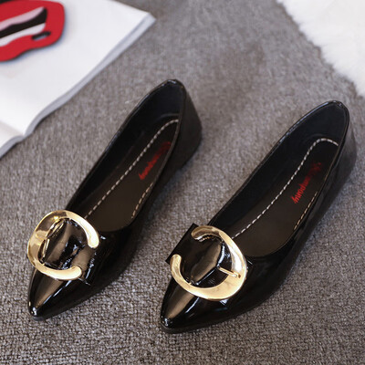 

Low uppers flat heels womens shoes shallow shoes flat bottom shoes candy colors small pointed leather shoes 2018 summer si