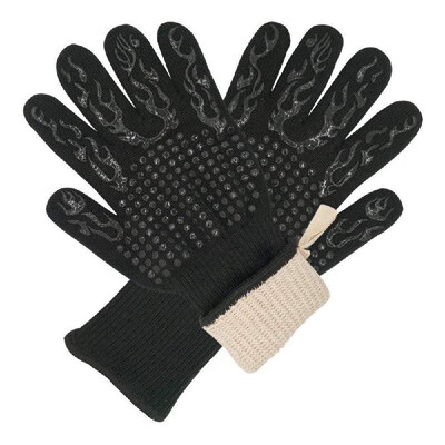 

Amazon Explosion 500-800 Degree High Temperature Gloves Fire Retardant Oven Microwave Grill BBQ Gloves Blue rubber flame